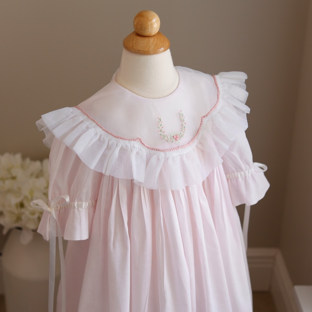Strasburg RARE Pink Heirloom Float Dress Cotton Lawn Organza Collar Size 4/5 NWT